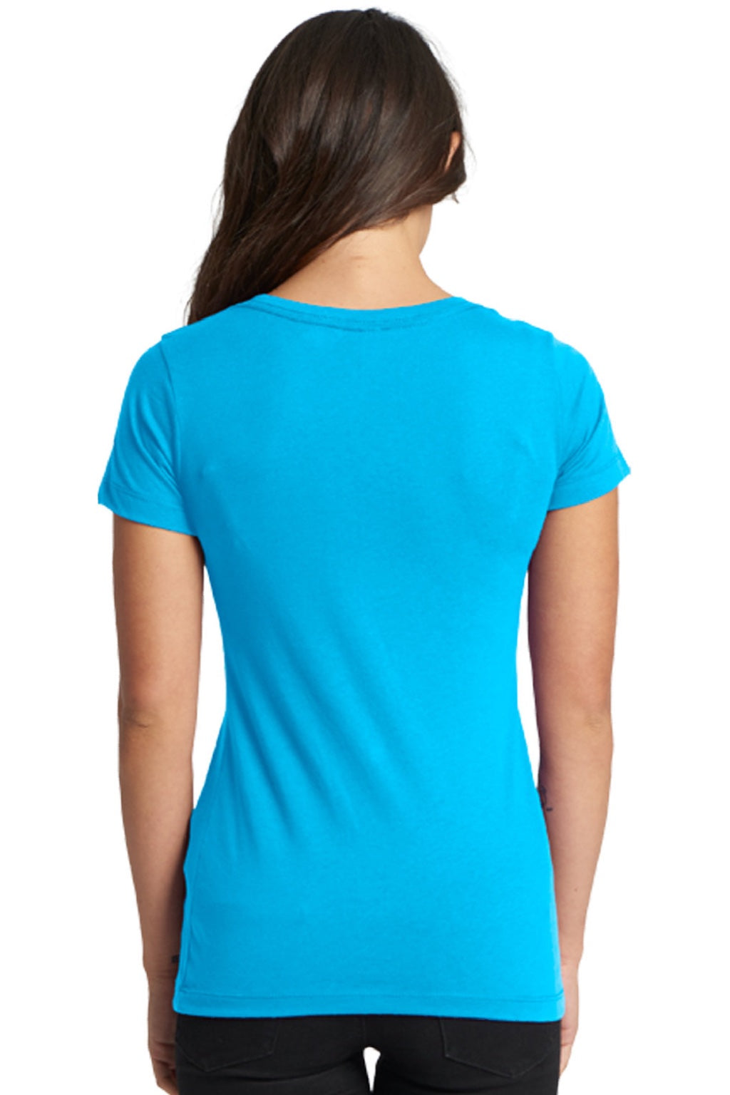 Next Level 1510 Womens Ideal Jersey Short Sleeve Crewneck T-Shirt Turquoise Blue Model Back