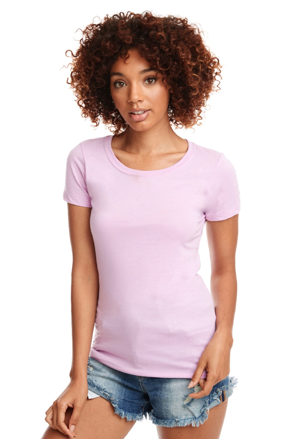 Next Level 1510 Womens Ideal Jersey Short Sleeve Crewneck T-Shirt Lilac Model Front
