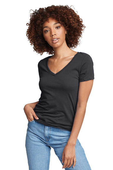 Next Level NL1540/1540 Womens Ideal Jersey Short Sleeve V-Neck T-Shirt Dark Grey Model Front