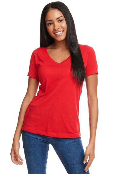 Next Level NL1540/1540 Womens Ideal Jersey Short Sleeve V-Neck T-Shirt Red Model Front