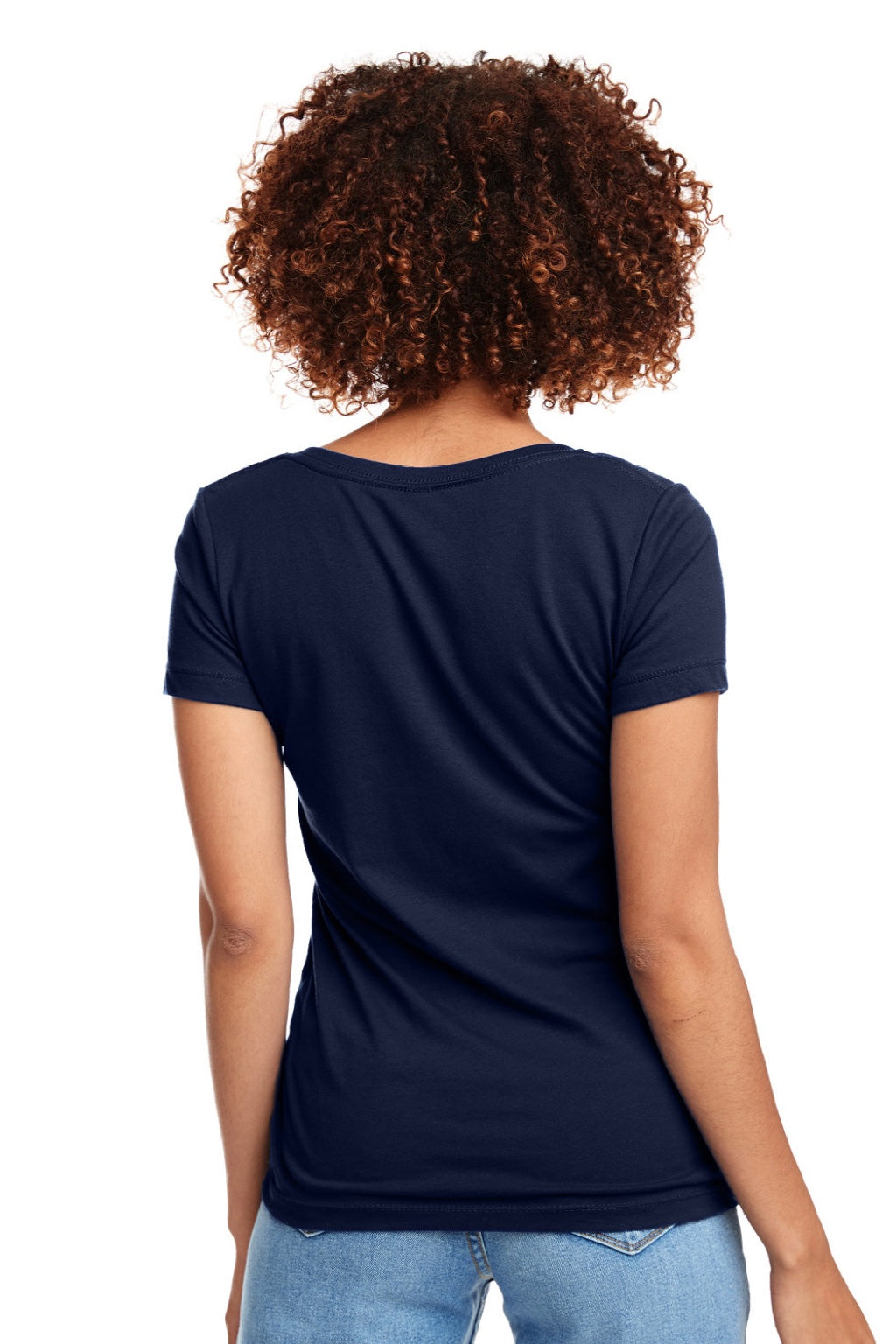 Next Level NL1540/1540 Womens Ideal Jersey Short Sleeve V-Neck T-Shirt Midnight Navy Blue Model Back