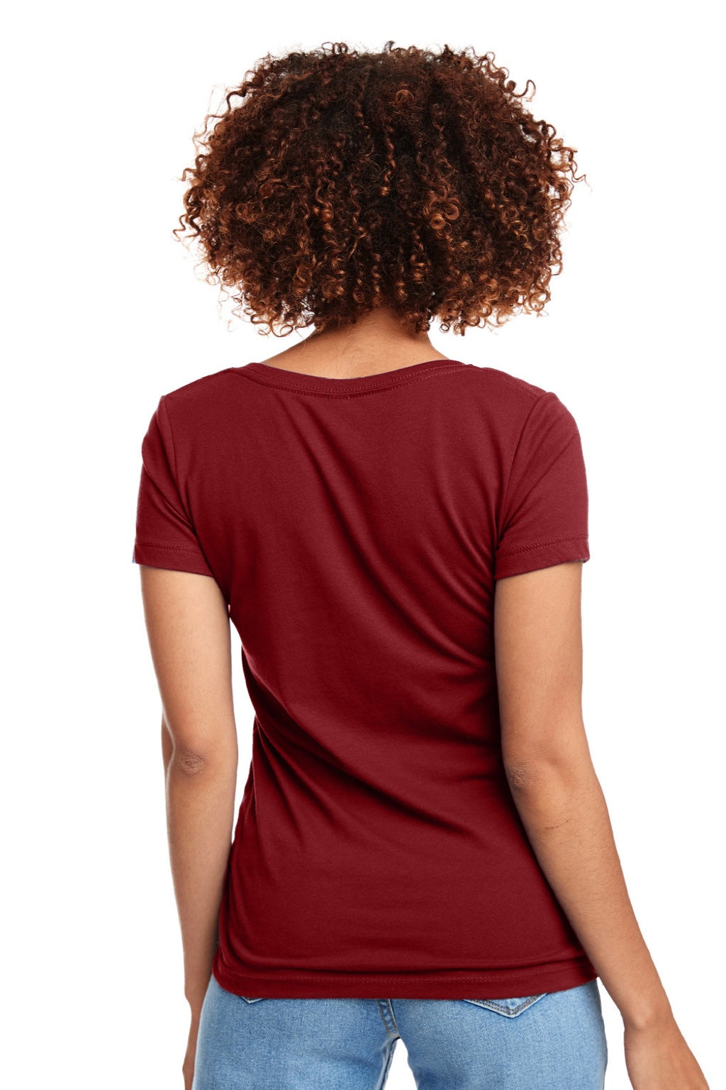 Next Level NL1540/1540 Womens Ideal Jersey Short Sleeve V-Neck T-Shirt Cardinal Red Model Back