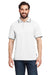 Nautica N17165 Mens Desk Short Sleeve Polo Shirt White/Navy Blue Model Front