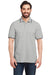 Nautica N17165 Mens Desk Short Sleeve Polo Shirt Oxford Grey/Navy Blue Model Front