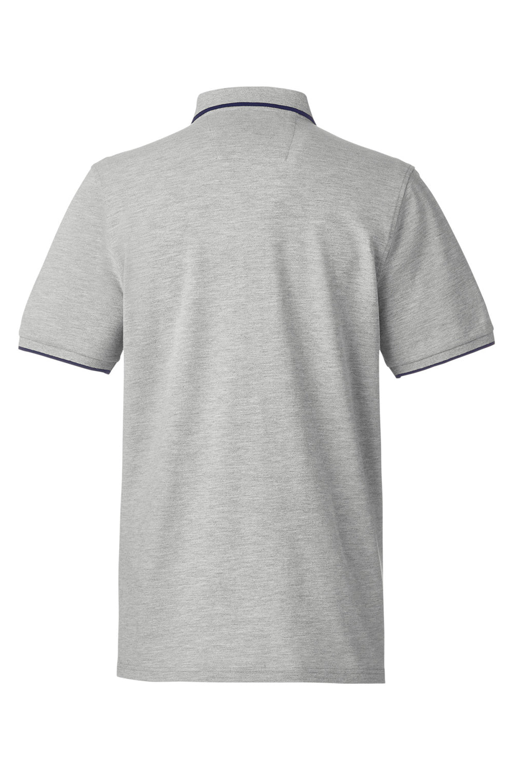 Nautica N17165 Mens Desk Short Sleeve Polo Shirt Oxford Grey/Navy Blue Flat Back