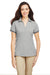 Nautica N17168 Womens Desk Short Sleeve Polo Shirt Oxford Grey/Navy Blue Model Front