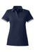 Nautica N17168 Womens Desk Short Sleeve Polo Shirt Navy Blue/White Flat Front