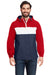Nautica N17174 Mens Windward Wind & Water Resistant 1/4 Zip Hooded Jacket Red/Navy Blue/White Model Front
