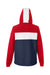 Nautica N17174 Mens Windward Wind & Water Resistant 1/4 Zip Hooded Jacket Red/Navy Blue/White Flat Back