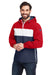 Nautica N17174 Mens Windward Wind & Water Resistant 1/4 Zip Hooded Jacket Red/Navy Blue/White Model 3q