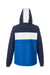 Nautica N17174 Mens Windward Wind & Water Resistant 1/4 Zip Hooded Jacket Navy Blue/Royal Blue Flat Back
