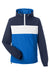 Nautica N17174 Mens Windward Wind & Water Resistant 1/4 Zip Hooded Jacket Navy Blue/Royal Blue Flat Front