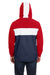 Nautica N17174 Mens Windward Wind & Water Resistant 1/4 Zip Hooded Jacket Red/Navy Blue/White Model Back