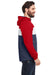 Nautica N17174 Mens Windward Wind & Water Resistant 1/4 Zip Hooded Jacket Red/Navy Blue/White Model Side