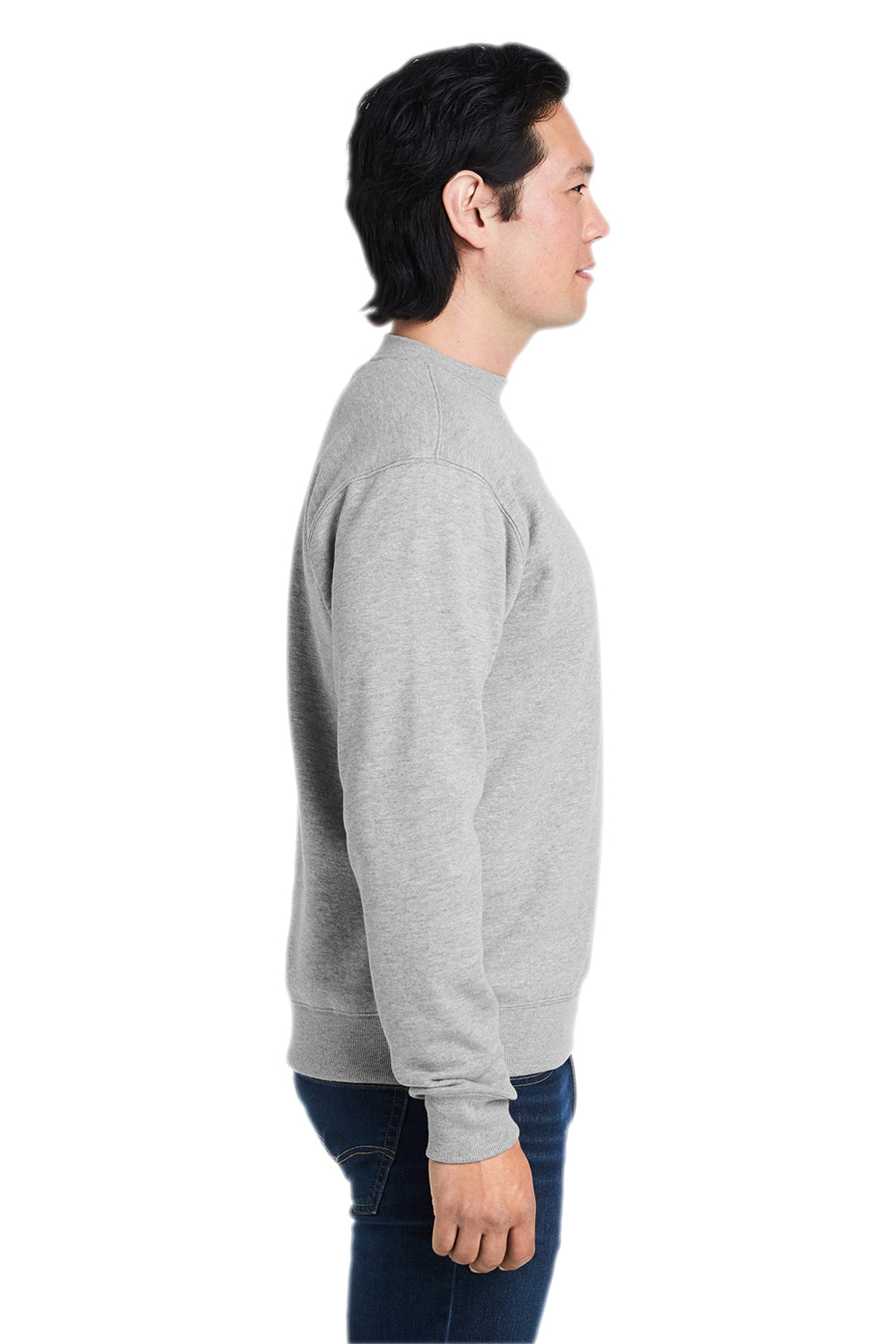 Nautica N17175 Mens Anchor Crewneck Sweatshirt Heather Oxford Grey Model Side
