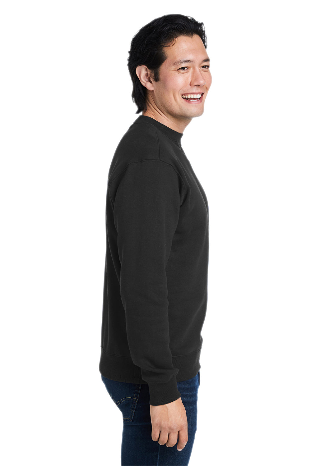 Nautica N17175 Mens Anchor Crewneck Sweatshirt Black Model Side