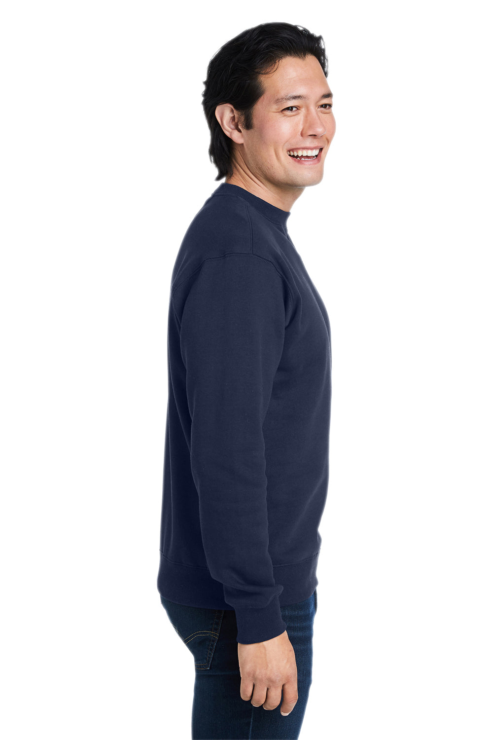 Nautica N17175 Mens Anchor Crewneck Sweatshirt Navy Blue Model Side