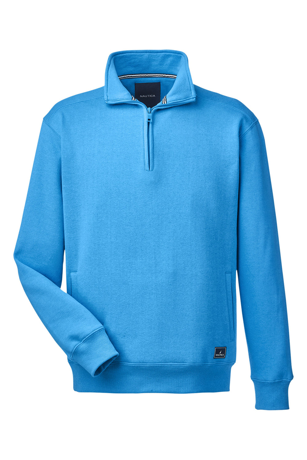 Nautica N17176 Mens Anchor 1/4 Zip Sweatshirt w/ Pockets Azure Blue Flat Front