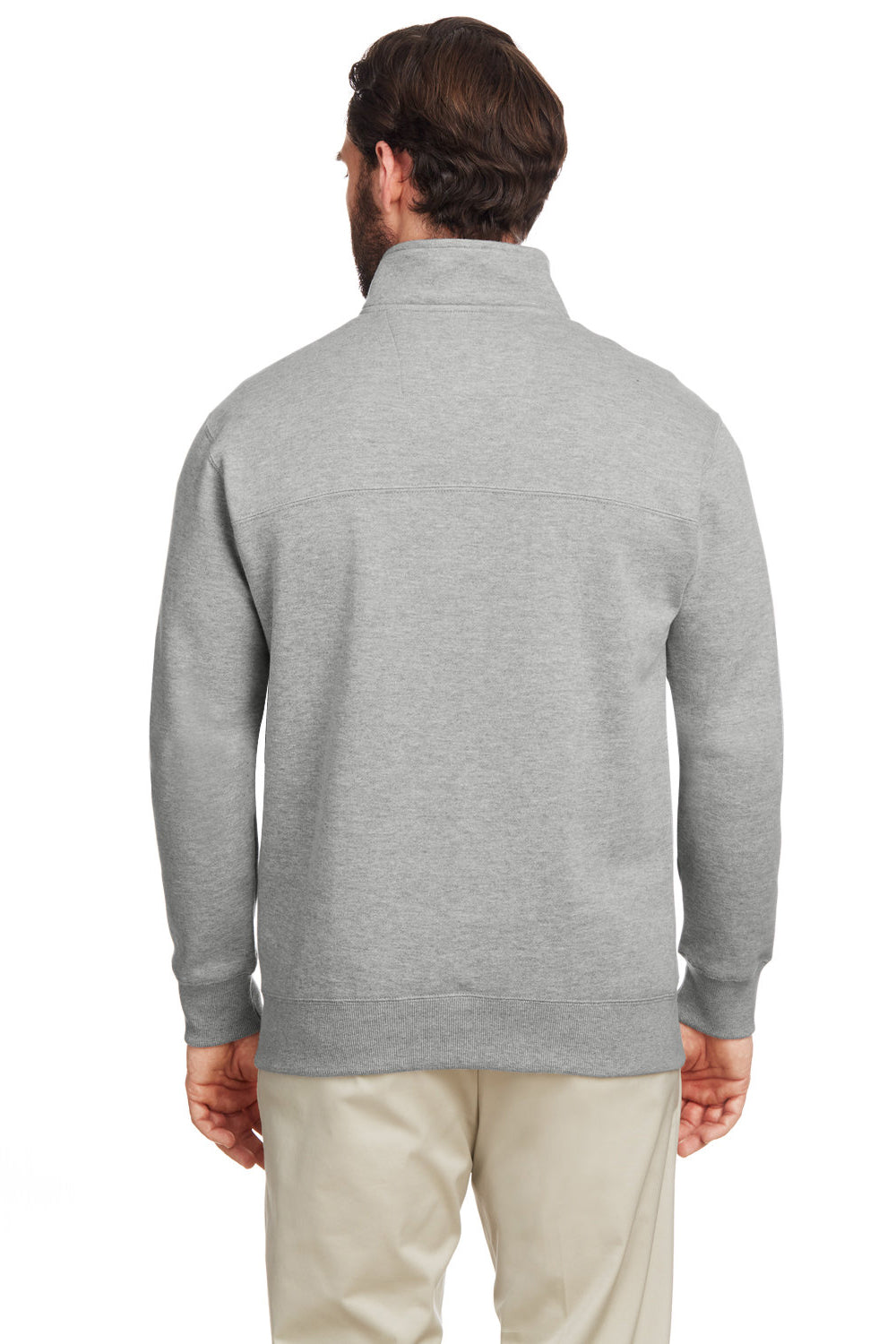 Nautica N17176 Mens Anchor 1/4 Zip Sweatshirt w/ Pockets Oxford Grey Model Back