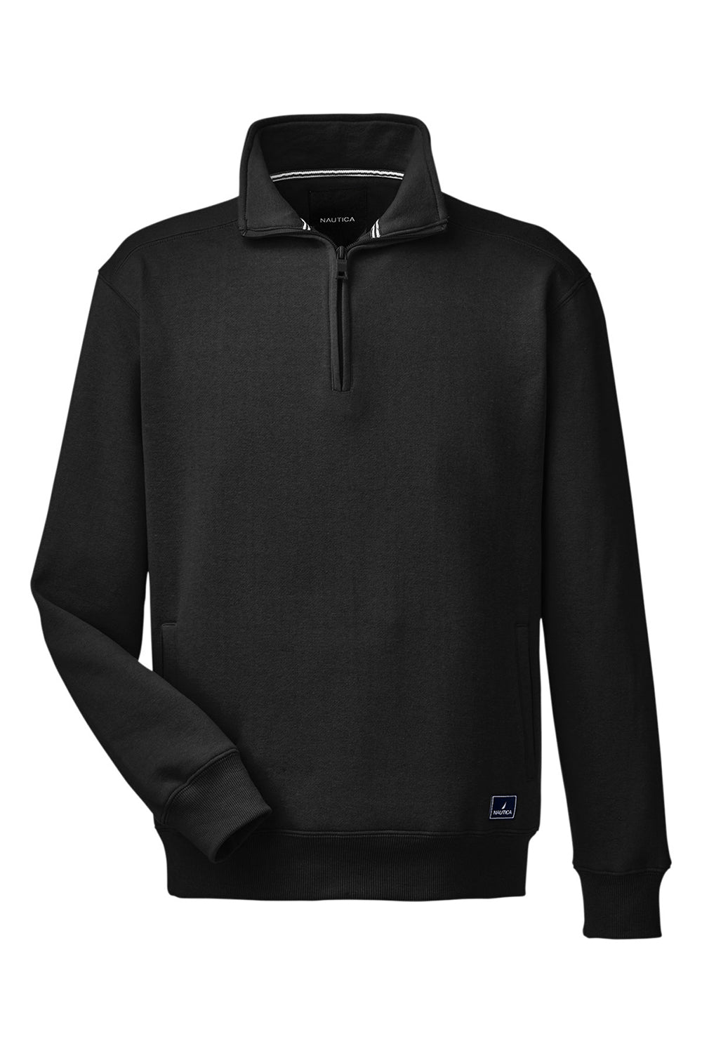 Nautica N17176 Mens Anchor 1/4 Zip Sweatshirt w/ Pockets Black Flat Front