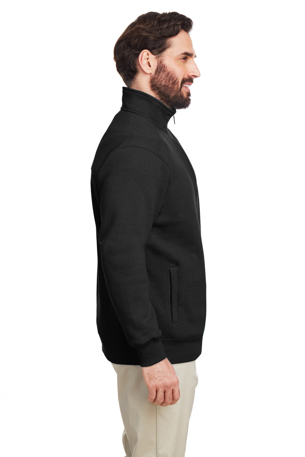 Nautica N17176 Mens Anchor 1/4 Zip Sweatshirt w/ Pockets Black Model Side