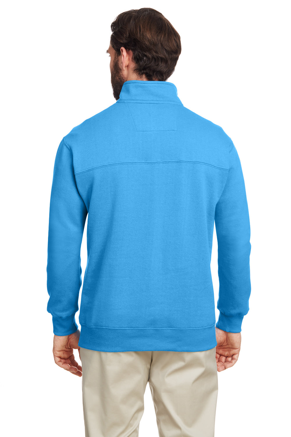 Nautica N17176 Mens Anchor 1/4 Zip Sweatshirt w/ Pockets Azure Blue Model Back