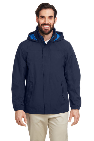 Nautica N17182 Mens Voyage Water Resistant Full Zip Hooded Jacket Navy Blue Model Front
