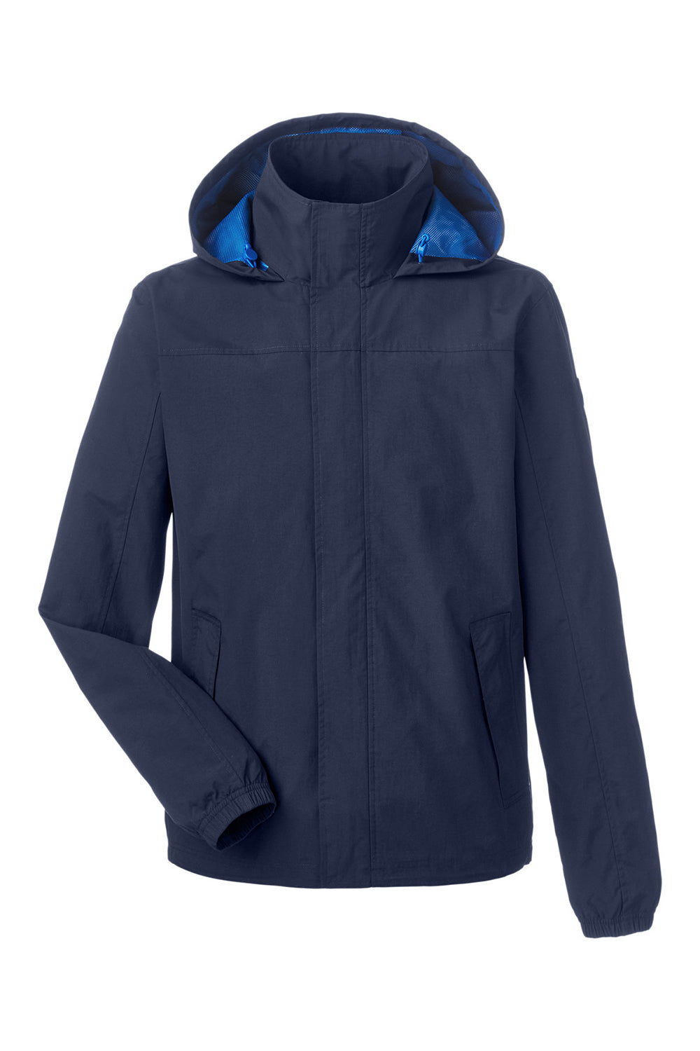 Nautica N17182 Mens Voyage Water Resistant Full Zip Hooded Jacket Navy Blue Flat Front