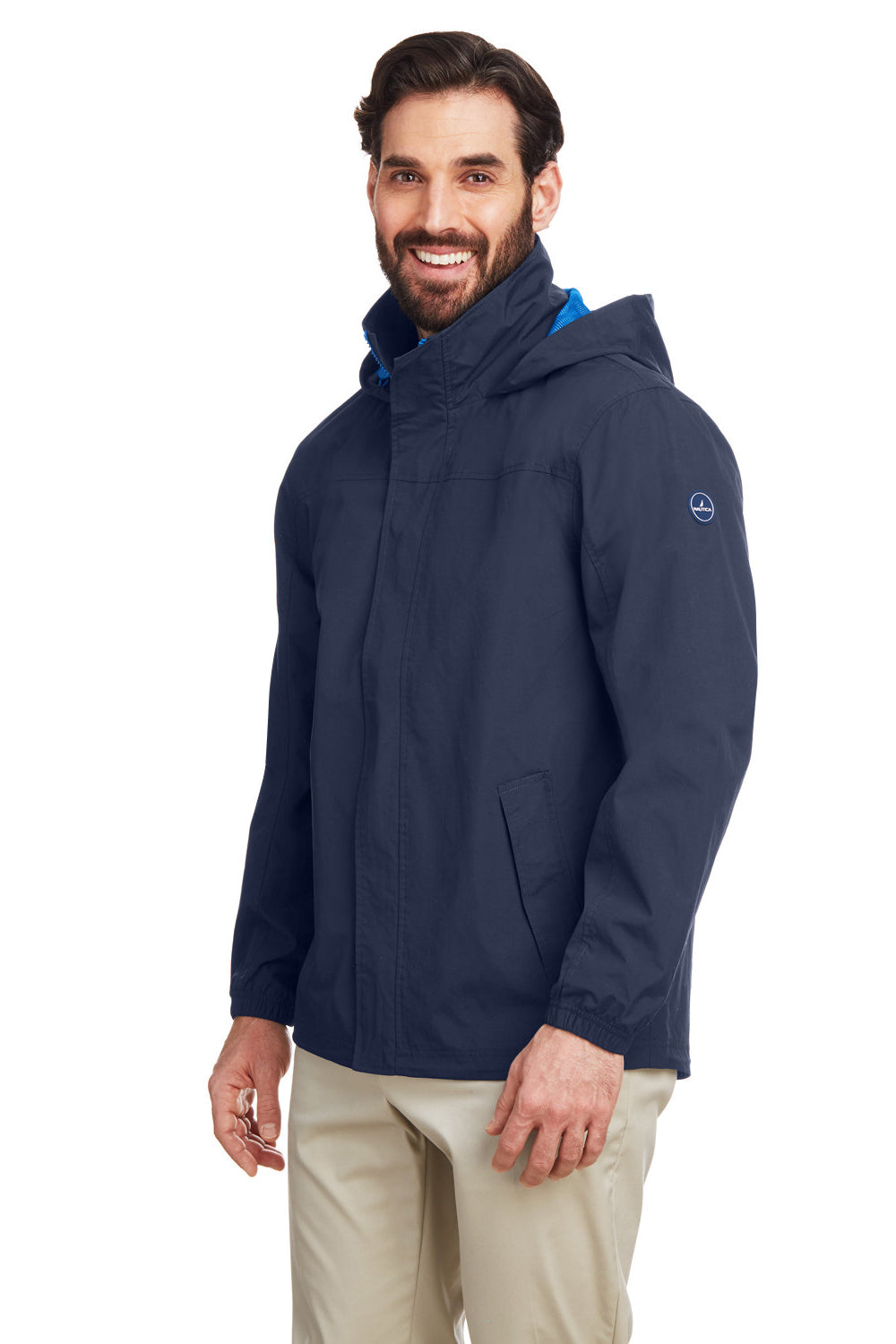 Nautica N17182 Mens Voyage Water Resistant Full Zip Hooded Jacket Navy Blue Model 3q