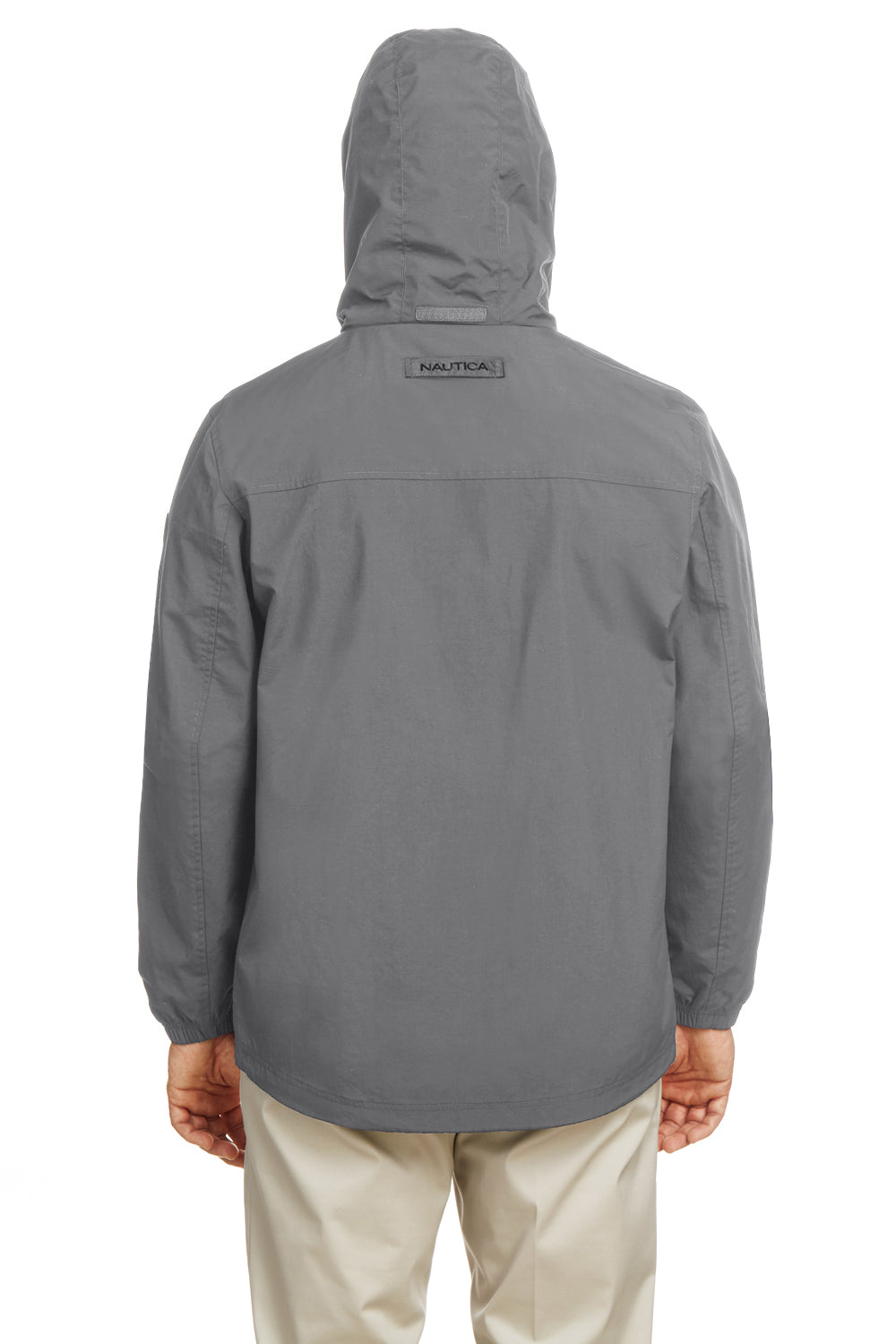 Nautica N17182 Mens Voyage Water Resistant Full Zip Hooded Jacket Graphite Grey Model Back