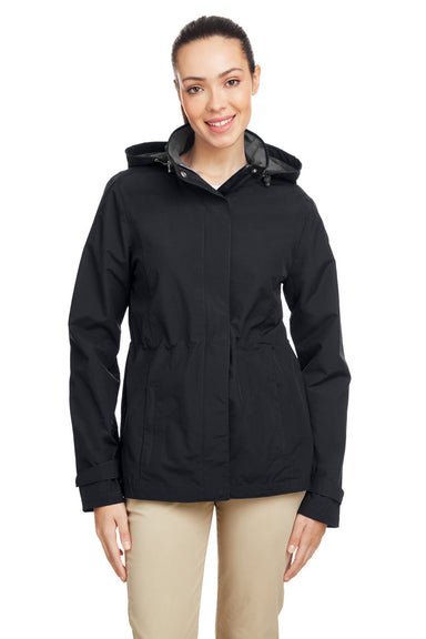 Nautica N17183 Womens Voyage Water Resistant Full Zip Hooded Jacket Black Model Front