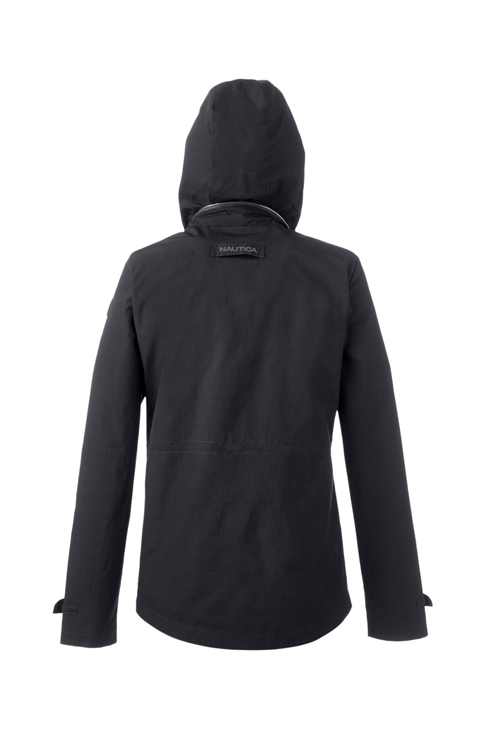 Nautica N17183 Womens Voyage Water Resistant Full Zip Hooded Jacket Black Flat Back