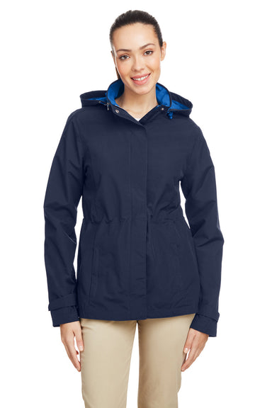 Nautica N17183 Womens Voyage Water Resistant Full Zip Hooded Jacket Navy Blue Model Front