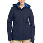 Nautica Womens Voyage Water Resistant Full Zip Hooded Jacket - Navy Blue