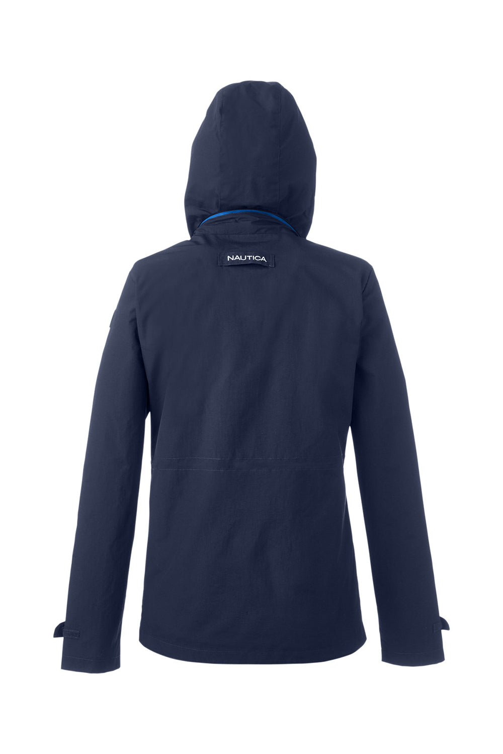 Nautica N17183 Womens Voyage Water Resistant Full Zip Hooded Jacket Navy Blue Flat Back