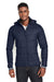 Nautica N17186 Mens Nautical Mile Wind Resistant Packable Full Zip Hooded Puffer Jacket Night Navy Blue/Antique White Model Front