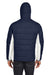 Nautica N17186 Mens Nautical Mile Wind Resistant Packable Full Zip Hooded Puffer Jacket Night Navy Blue/Antique White Model Back