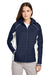 Nautica N17187 Womens Nautical Mile Wind & Water Resistant Packable Full Zip Hooded Puffer Jacket Night Navy Blue/Antique White Model Front