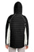 Nautica N17187 Womens Nautical Mile Wind & Water Resistant Packable Full Zip Hooded Puffer Jacket Black/Antique White Model Back