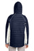 Nautica N17187 Womens Nautical Mile Wind & Water Resistant Packable Full Zip Hooded Puffer Jacket Night Navy Blue/Antique White Model Back