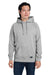 Nautica N17199 Mens Anchor Fleece Hooded Sweatshirt Hoodie w/ Pouch Pocket Heather Oxford Grey Model Front