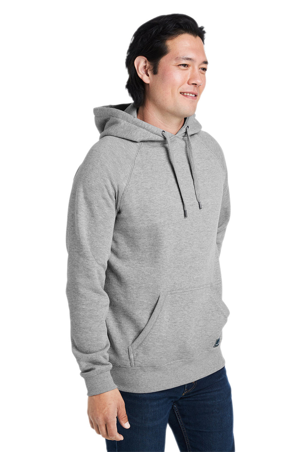Nautica N17199 Mens Anchor Fleece Hooded Sweatshirt Hoodie w/ Pouch Pocket Heather Oxford Grey Model 3q