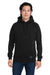 Nautica N17199 Mens Anchor Fleece Hooded Sweatshirt Hoodie w/ Pouch Pocket Black Model Front