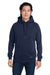 Nautica N17199 Mens Anchor Fleece Hooded Sweatshirt Hoodie w/ Pouch Pocket Navy Blue Model Front