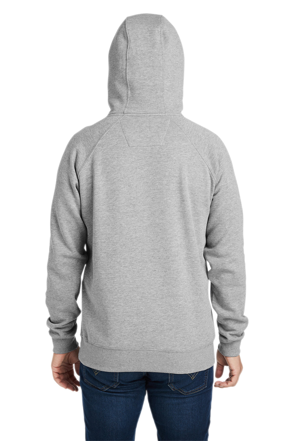 Nautica N17199 Mens Anchor Fleece Hooded Sweatshirt Hoodie w/ Pouch Pocket Heather Oxford Grey Model Back