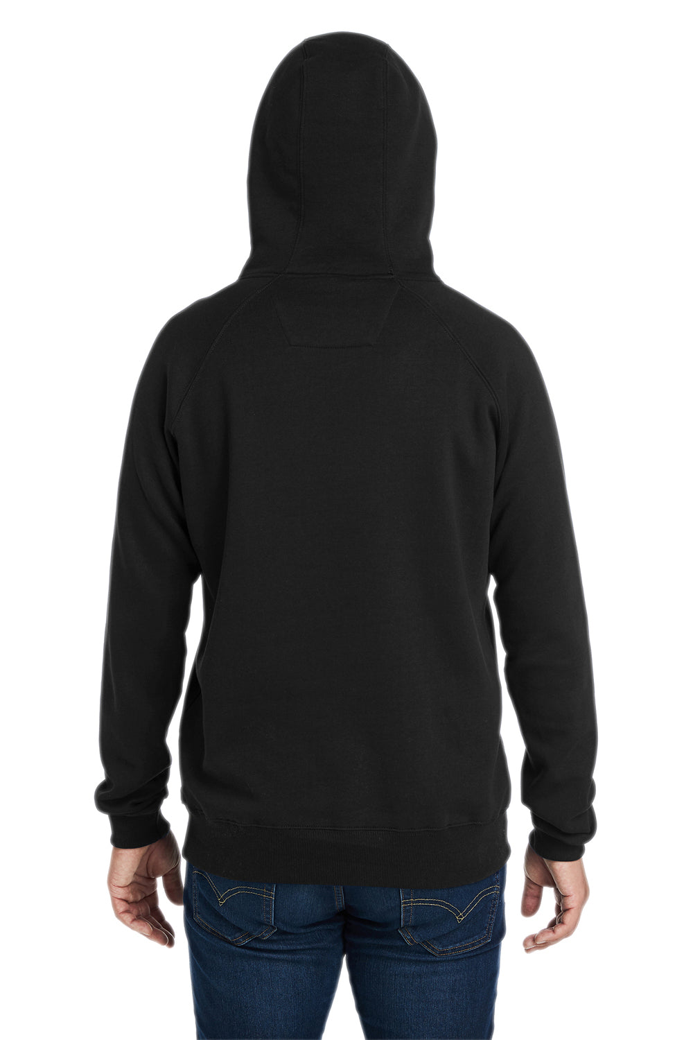 Nautica N17199 Mens Anchor Fleece Hooded Sweatshirt Hoodie w/ Pouch Pocket Black Model Back