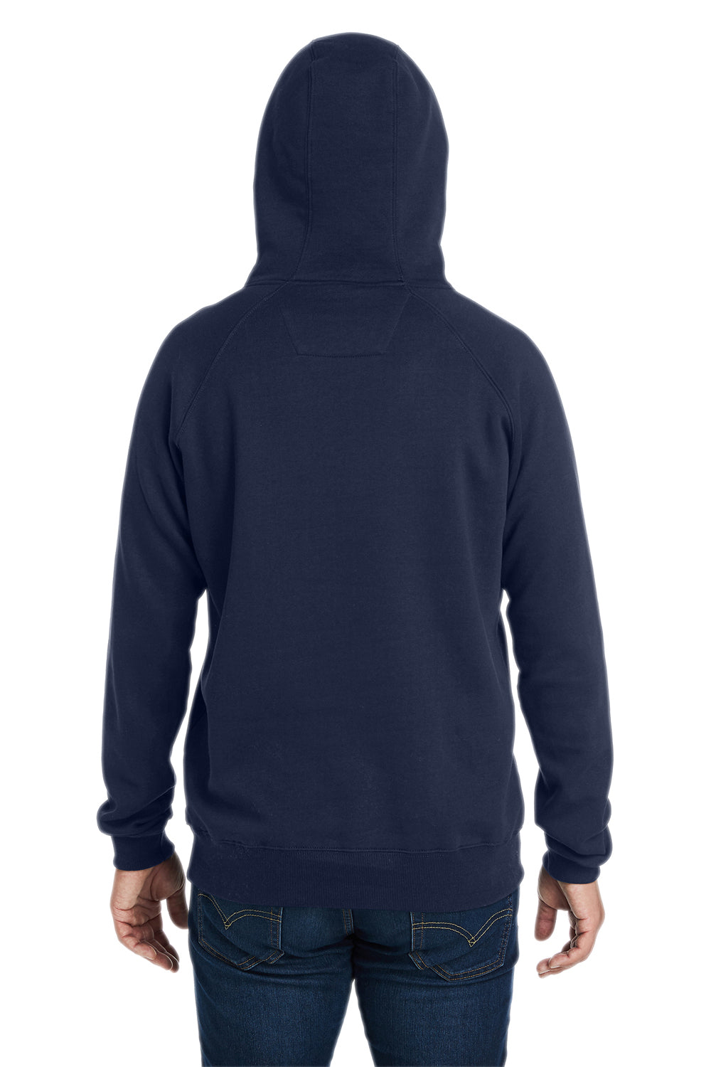 Nautica N17199 Mens Anchor Fleece Hooded Sweatshirt Hoodie w/ Pouch Pocket Navy Blue Model Back