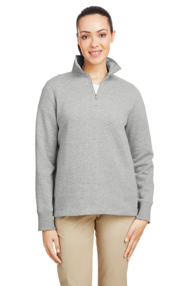 Nautica N17397 Womens Anchor Fleece 1/4 Zip Sweatshirt Heather Oxford Grey Model Front