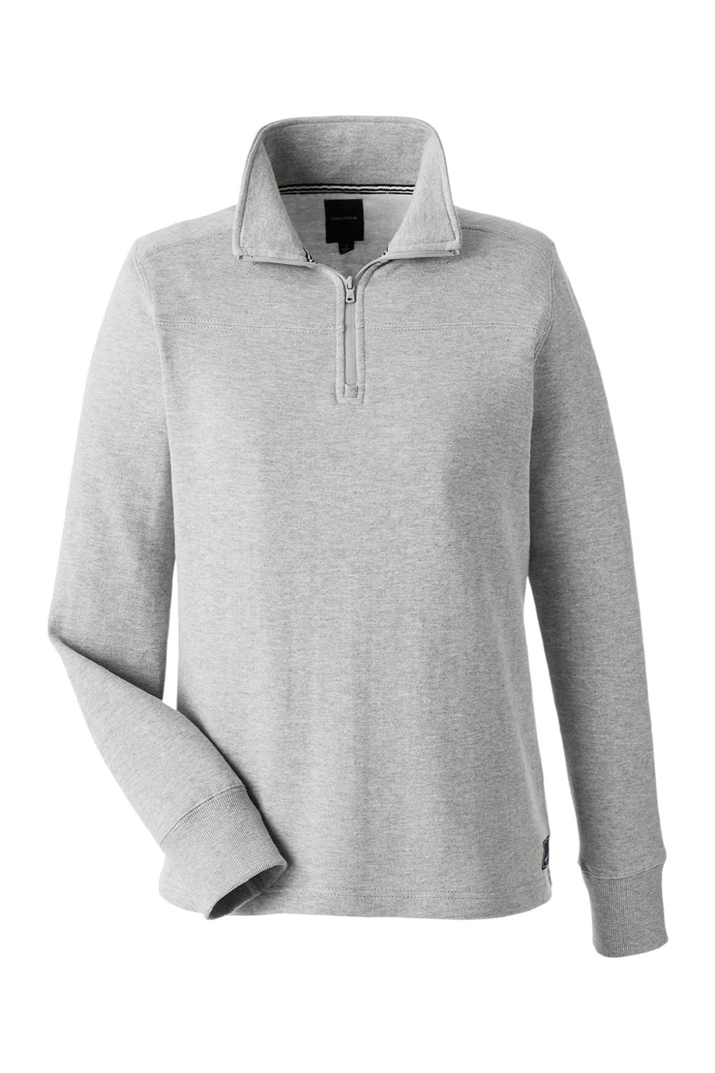 Nautica N17397 Womens Anchor Fleece 1/4 Zip Sweatshirt Heather Oxford Grey Flat Front