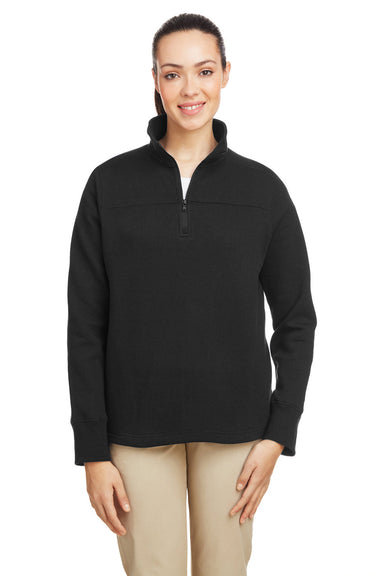 Nautica N17397 Womens Anchor Fleece 1/4 Zip Sweatshirt Black Model Front